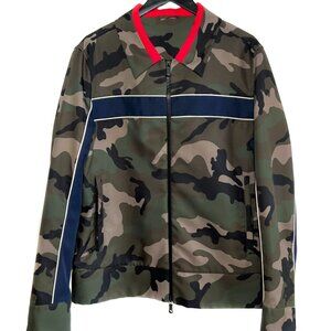 Valentino Green Camo Blue Striped Zip-up Jacket